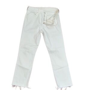 WOT Mother The Rascal Crop Fray Cream Puffs Color Straight Cotton Blend 29